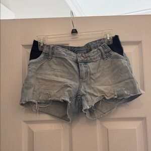 GAP Light Blue Distressed Denim Shorts with Navy Side Panels